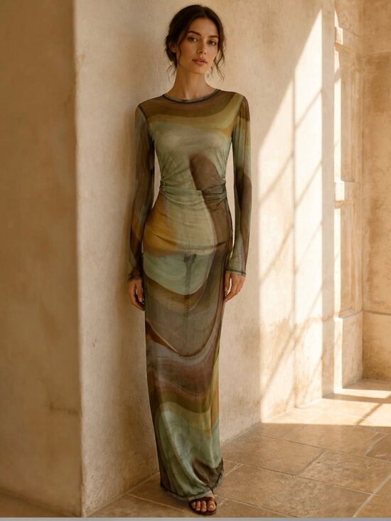 Coup de Soleil Dresses & Skirts - Vintage Y2K 90s Coup de Soleil Sheer Maxi Dress Fairy Grunge Psychedelic